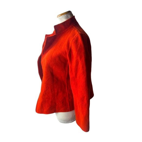 Linda Allard Ellen Tracy‎ Felt Wool Jacket Blazer Open Front Fall Orange Size 8P - Picture 3 of 6